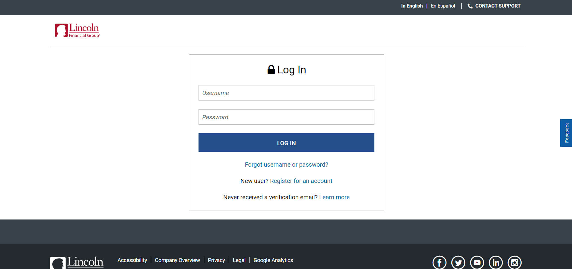MyLincoln Login Page