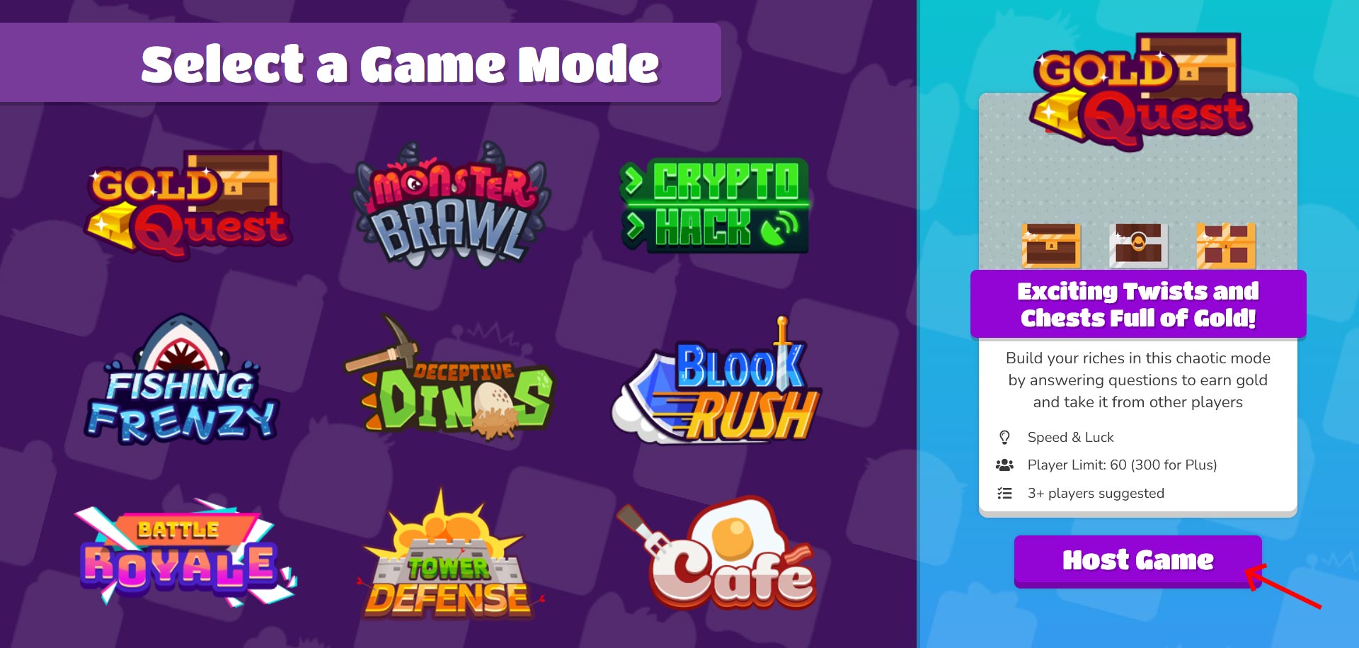 Select Blooket Game Mode